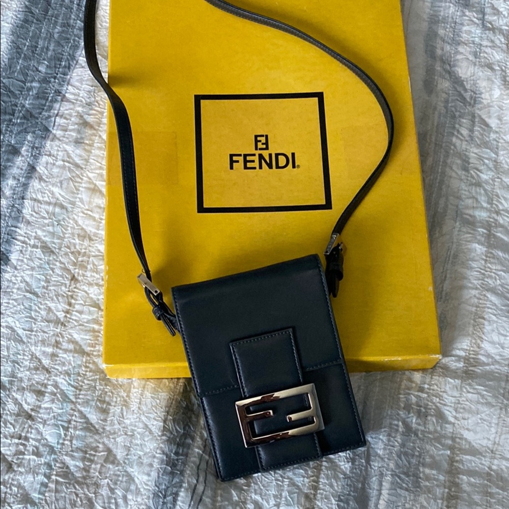Fendi Grey Crossbody Bag with Silver Buckle